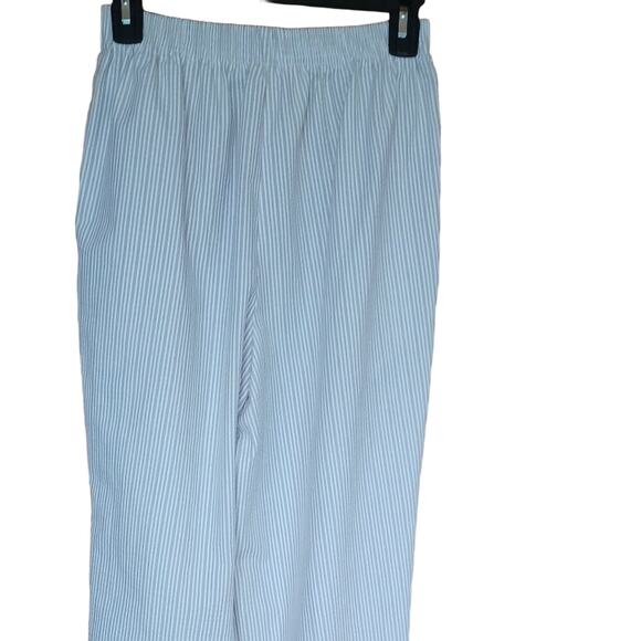 BONWORTH Pants Women's S Petite White Beige Striped Pull On Elastic Waist High - Picture 2 of 5